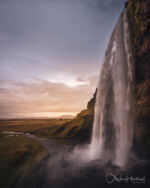 Island Wasserfall Seljalandsfoss Sonnenuntergang